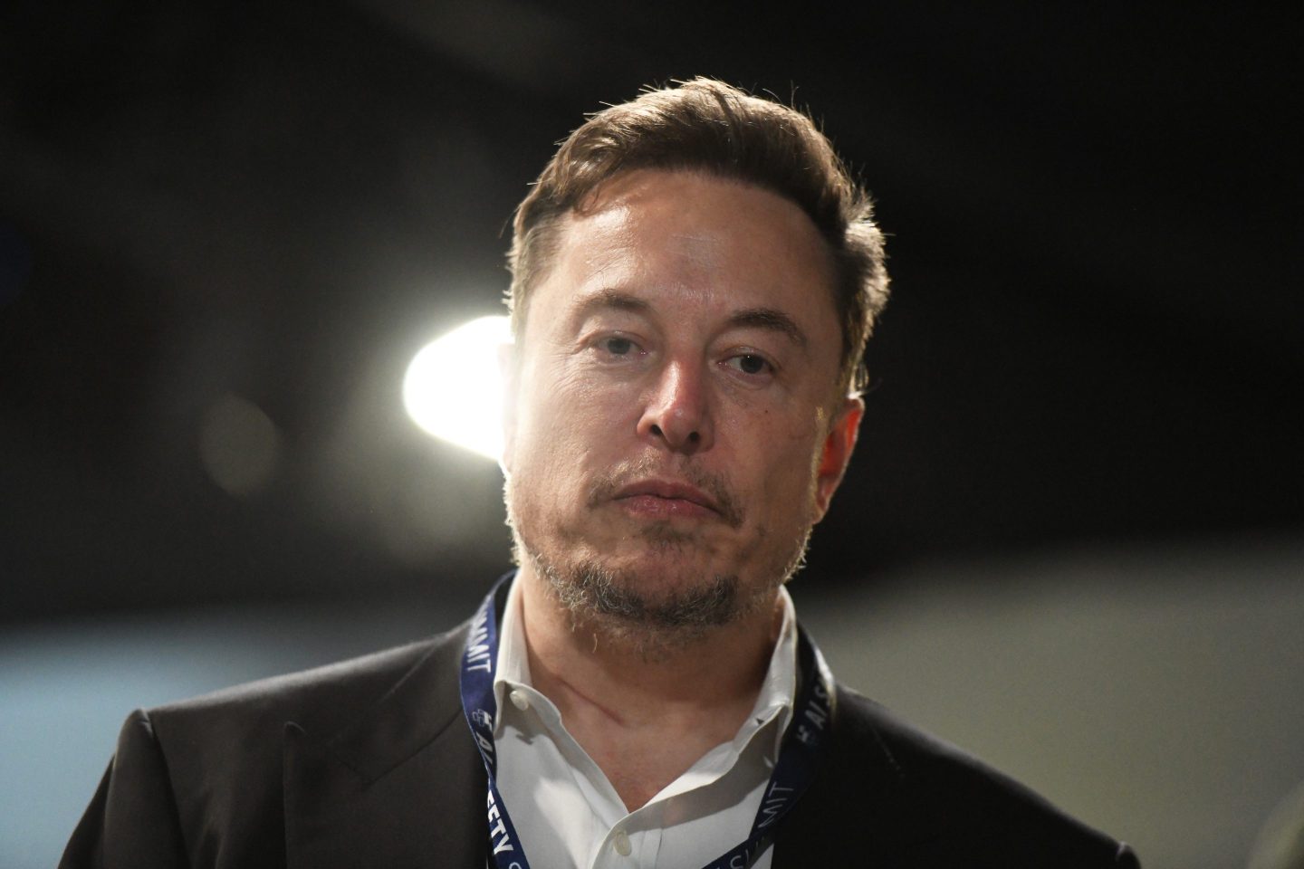 Elon Musk, chief executive officer of Tesla Inc., at the AI Safety Summit 2023 at Bletchley Park in Bletchley, UK, on Wednesday, Nov. 1, 2023. The two-day summit was prompted by UK concerns about powerful artificial intelligence models expected to be released next year, which will have capabilities the government fears not even developers understand. Photographer: Chris J. Ratcliffe/Bloomberg via Getty Images
