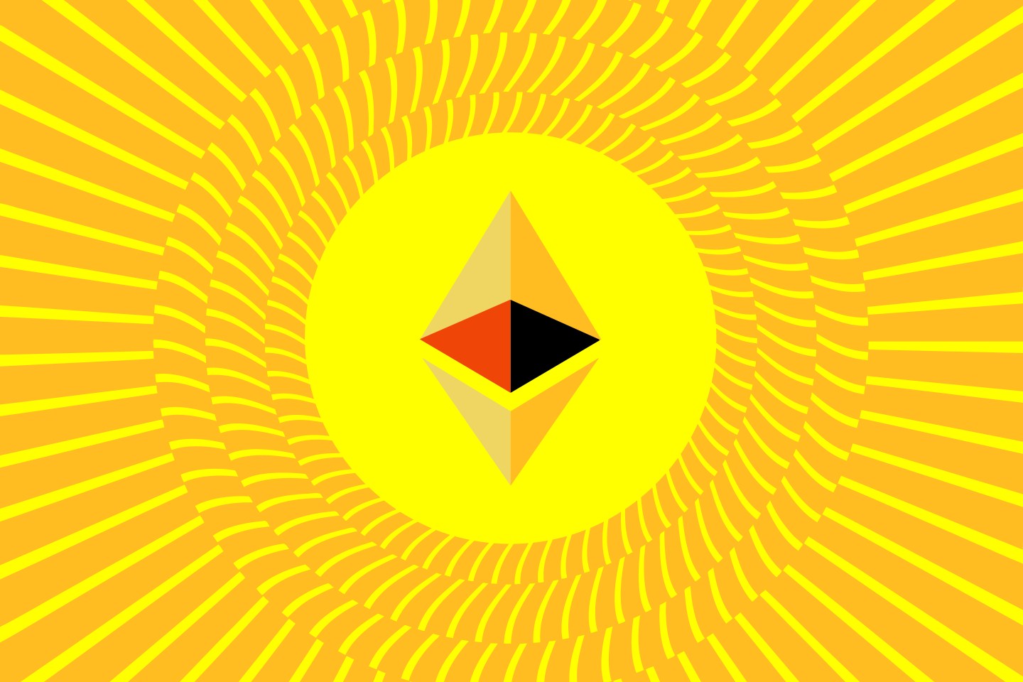 A picture of the Ethereum symbol surrounded by squiggly lines.