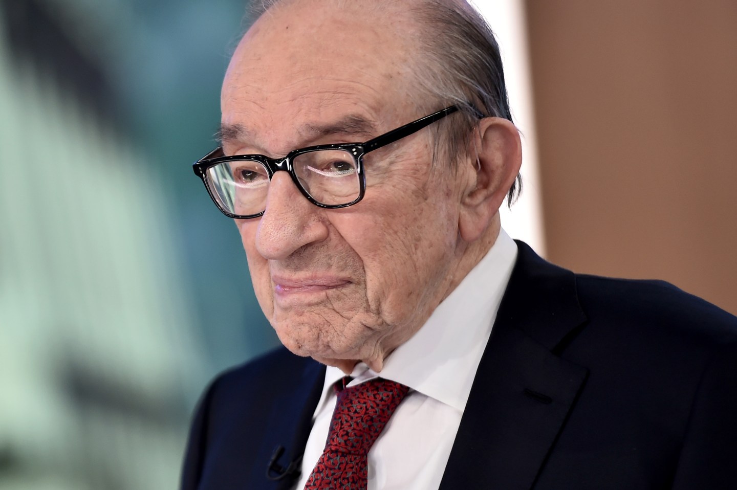 NEW YORK, NY &#8211; OCTOBER 17:  Alan Greenspan Visits &#8220;The Daily Briefing&#8221; at Fox News Channel Studios on October 17, 2018 in New York City.  (Photo by Steven Ferdman/Getty Images)