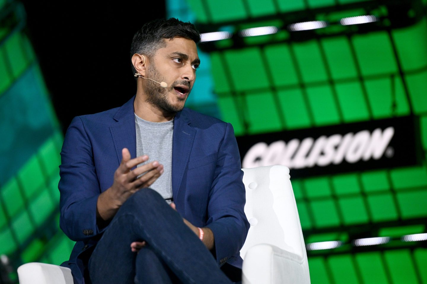 Toronto , Canada &#8211; 28 June 2023; Arjun Sethi, Co-founder &amp; General Partner, Tribe Capital, on Centre Stage during day two of Collision 2023 at Enercare Centre in Toronto, Canada. (Photo By Ramsey Cardy/Sportsfile for Collision via Getty Images)