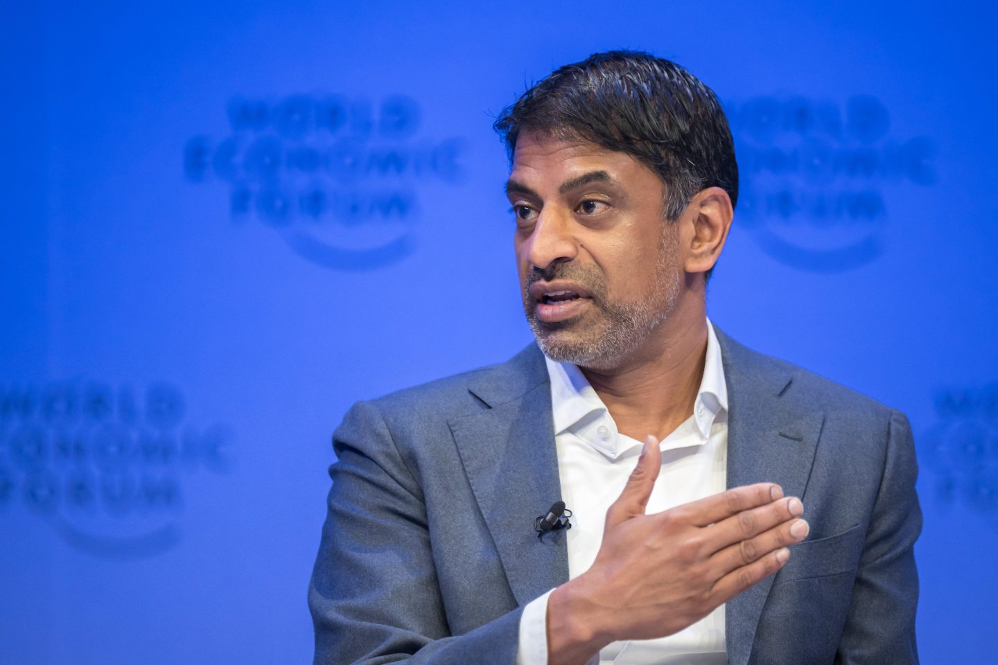 Novartis CEO Vasant Narasimhan attends a session at the World Economic Forum (WEF) annual meeting in Davos, on January 19, 2024. (Photo by Fabrice COFFRINI / AFP) (Photo by FABRICE COFFRINI/AFP via Getty Images)