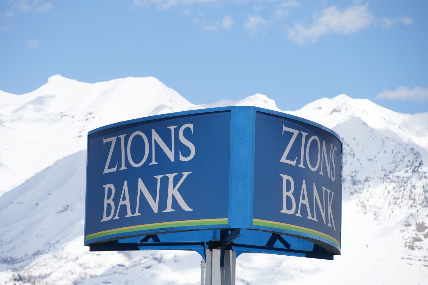 Signage at a Zion Bank branch in Orem, Utah, US, on Friday, April 7, 2023. Zions Bancorp is scheduled to release earnings figures on April 19.  Photographer: George Frey/Bloomberg via Getty Images