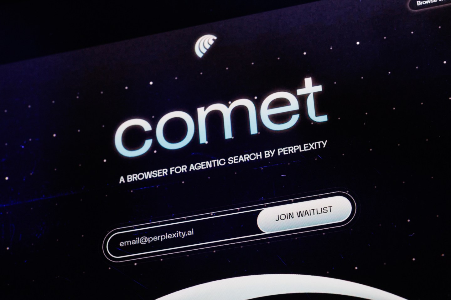 An image of Perplexity's 'Comet' AI browser.