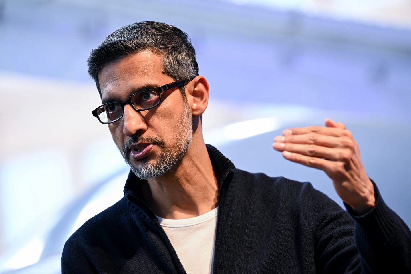 Sundar Pichai, chief executive officer of Alphabet Inc., during the Bloomberg Tech conference in San Francisco, California, US, on Wednesday, June 4, 2025.